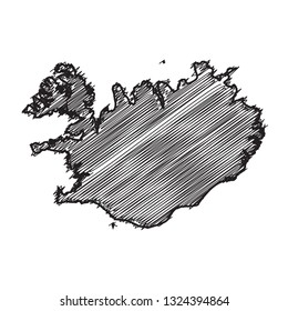 Scribble map of Iceland. Sketch Country map black for infographic , brochures and presentations. isolated on white background. Vector illustration eps 10.