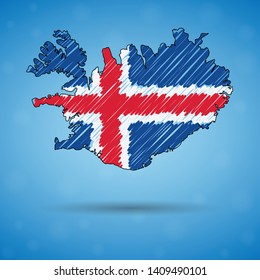 Scribble map of Iceland. Sketch Country map for infographic, brochures and presentations, Stylized sketch map of Iceland. Vector illustration eps 10.