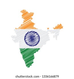 Scribble map of India. Sketch Country map for infographic , brochures and presentations. Vector illustration eps 10.
