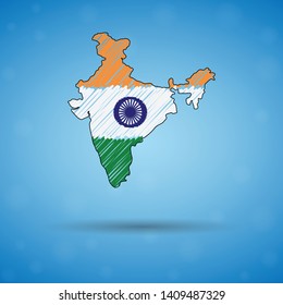 Scribble map of India. Sketch Country map for infographic, brochures and presentations, Stylized sketch map of India. Vector illustration eps 10.