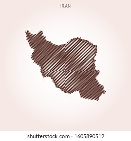 Scribble Map of Iran Design Template