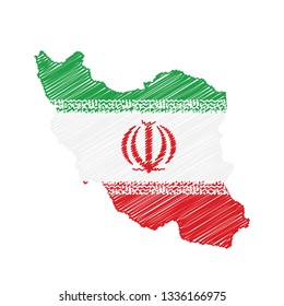 Scribble map of Iran. Sketch Country map for infographic , brochures and presentations. Vector illustration eps 10.