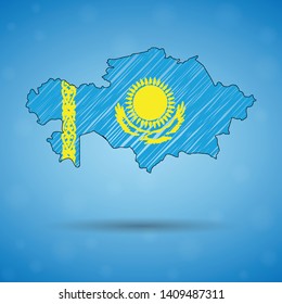 Scribble map of Kazakhstan. Sketch Country map for infographic, brochures and presentations, Stylized sketch map of Kazakhstan. Vector illustration eps 10.