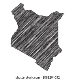 Scribble map of Kenya. Sketch Country map black for infographic , brochures and presentations. isolated on white background. Vector illustration eps 10.