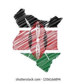 Scribble map of Kenya. Sketch Country map for infographic , brochures and presentations. Vector illustration eps 10.