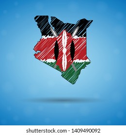 Scribble map of Kenya. Sketch Country map for infographic, brochures and presentations, Stylized sketch map of Kenya. Vector illustration eps 10.