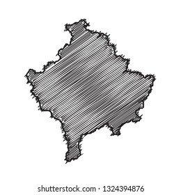 Scribble map of Kosovo. Sketch Country map black for infographic , brochures and presentations. isolated on white background. Vector illustration eps 10.