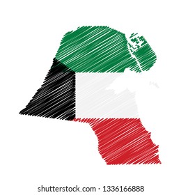Scribble map of Kuwait. Sketch Country map for infographic , brochures and presentations. Vector illustration eps 10.