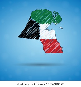 Scribble map of Kuwait. Sketch Country map for infographic, brochures and presentations, Stylized sketch map of Kuwait. Vector illustration eps 10.