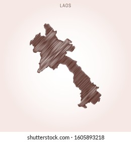 Scribble Map of Laos Design Template