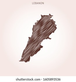 Scribble Map of Lebanon Design Template