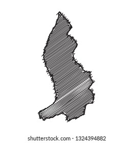 Scribble map of Liechtenstein. Sketch Country map black for infographic , brochures and presentations. isolated on white background. Vector illustration eps 10.
