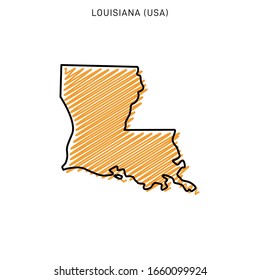 Scribble Map of Louisiana Design Template