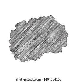 Scribble map of Macedonia black drawing, pencil sketch on white background. Vector illustration eps10.
