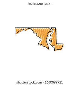 Scribble Map of Maryland Design Template
