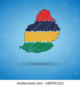 Scribble map of Mauritius. Sketch Country map for infographic, brochures and presentations, Stylized sketch map of Mauritius. Vector illustration eps 10.