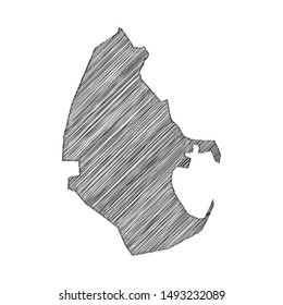 Scribble map of Melilla black drawing, pencil sketch on white background. Vector illustration eps10.