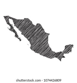 Scribble map of Mexico. Sketch Country map black for infographic , brochures and presentations. isolated on white background. Vector illustration eps 10.