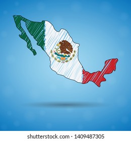 Scribble map of Mexico. Sketch Country map for infographic, brochures and presentations, Stylized sketch map of Mexico. Vector illustration eps 10.