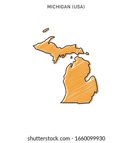 Scribble Map of Michigan Design Template