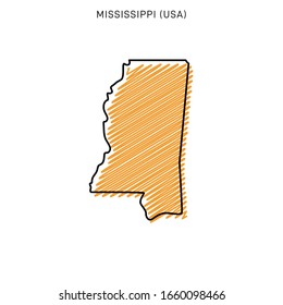 Scribble Map of Mississippi Design Template