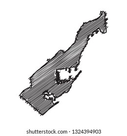 Scribble map of Monaco. Sketch Country map black for infographic , brochures and presentations. isolated on white background. Vector illustration eps 10.