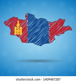 Scribble map of Mongolia. Sketch Country map for infographic, brochures and presentations, Stylized sketch map of Mongolia. Vector illustration eps 10.
