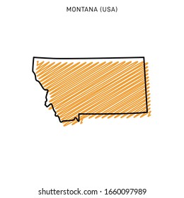 Scribble Map of Montana Design Template