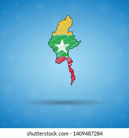 Scribble map of Myanmar. Sketch Country map for infographic, brochures and presentations, Stylized sketch map of Myanmar. Vector illustration eps 10.