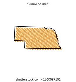 Scribble Map of Nebraska Design Template