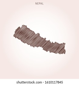 Scribble Map of Nepal Design Template