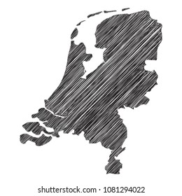 Scribble map of Netherlands. Sketch Country map black for infographic , brochures and presentations. isolated on white background. Vector illustration eps 10.