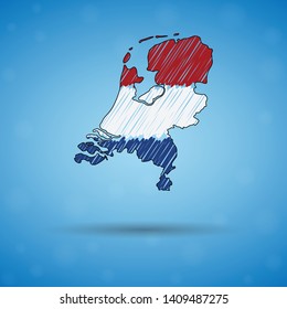 Scribble map of Netherlands. Sketch Country map for infographic, brochures and presentations, Stylized sketch map of Netherlands. Vector illustration eps 10.