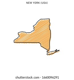 Scribble Map of New York Design Template