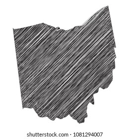 Scribble map of Ohio. Sketch Country map black for infographic , brochures and presentations. isolated on white background. Vector illustration eps 10.