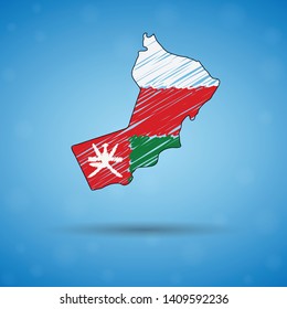 Scribble map of Oman. Sketch Country map for infographic, brochures and presentations, Stylized sketch map of Oman. Vector illustration eps 10.