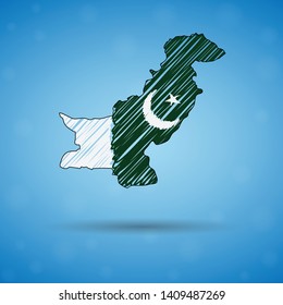 Scribble map of Pakistan. Sketch Country map for infographic, brochures and presentations, Stylized sketch map of Pakistan. Vector illustration eps 10.