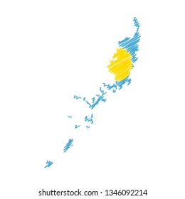 Scribble map of Palau. Sketch Country map for infographic , brochures and presentations. Vector illustration eps 10.