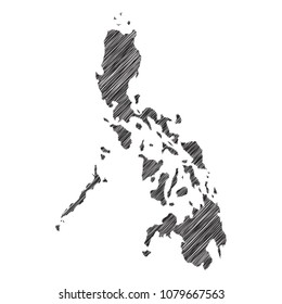 Scribble map of Philippines. Sketch Country map black for infographic , brochures and presentations. isolated on white background. Vector illustration eps 10.