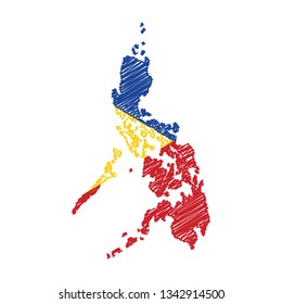 Scribble map of Philippines. Sketch Country map for infographic , brochures and presentations. Vector illustration eps 10.
