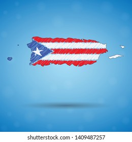 Scribble map of Puerto Rico. Sketch Country map for infographic, brochures and presentations, Stylized sketch map of Puerto Rico. Vector illustration eps 10.