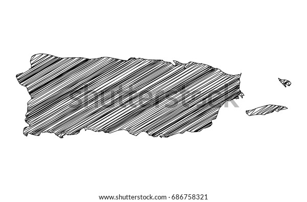 Scribble Map Puerto Rico Sketch Hand Stock Vector Royalty Free