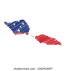 Scribble map of Samoa. Sketch Country map for infographic , brochures and presentations. Vector illustration eps 10.
