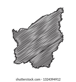 Scribble map of San Marino. Sketch Country map black for infographic , brochures and presentations. isolated on white background. Vector illustration eps 10.