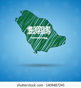 Scribble map of Saudi Arabia. Sketch Country map for infographic, brochures and presentations, Stylized sketch map of Saudi Arabia. Vector illustration eps 10.