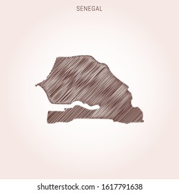 Scribble Map of Senegal Design Template