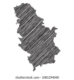 Scribble map of Serbia. Sketch Country map black for infographic , brochures and presentations. isolated on white background. Vector illustration eps 10.