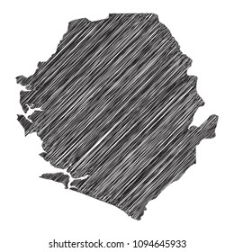 Scribble map of Sierra Leone. Sketch Country map black for infographic , brochures and presentations. isolated on white background. Vector illustration eps 10.