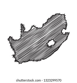 Scribble map of South Africa. Sketch Country map black for infographic , brochures and presentations. isolated on white background. Vector illustration eps 10.