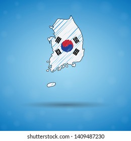 Scribble map of South Corea. Sketch Country map for infographic, brochures and presentations, Stylized sketch map of South Corea. Vector illustration eps 10.